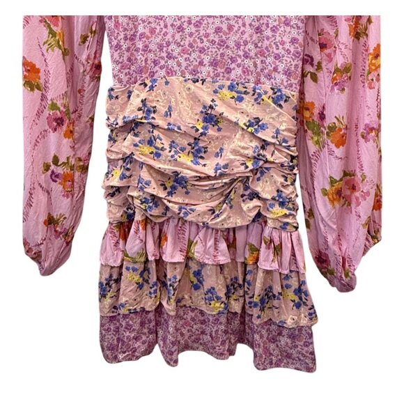 Rosedress Womens Floral Patchwork Cottagecore Mini Dress Ruching Ruffles Boho XS - Picture 3 of 6